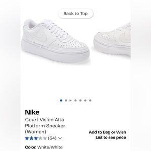 NEW Nike Court Vision Platform, size 8.5 white